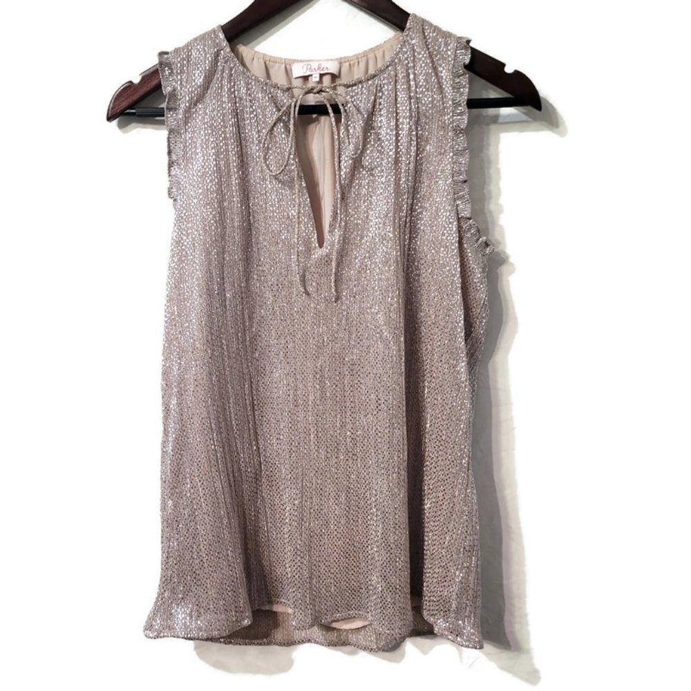 Parker Silver and Nude Sequin Top Size XS - Picture 2 of 6
